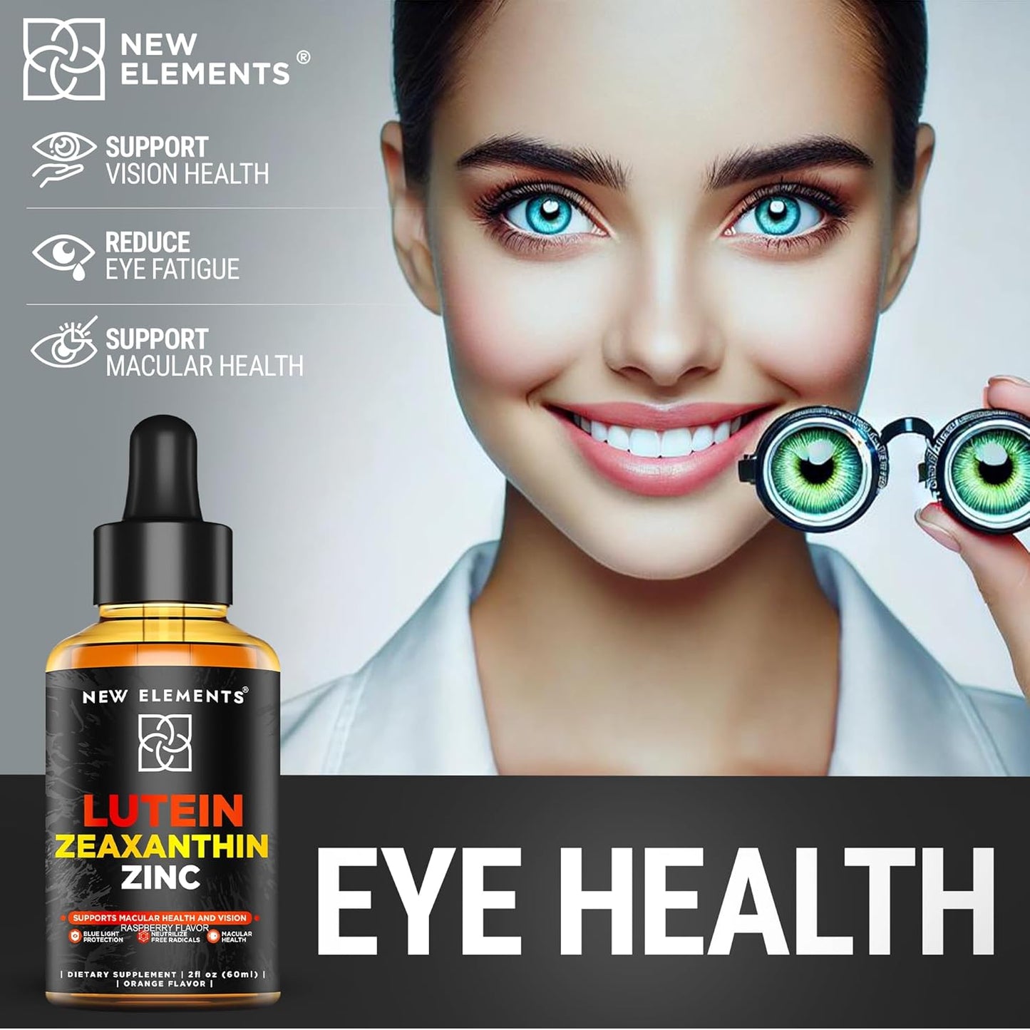 Lutein Drops with Zeaxanthin, Zinc, and Vitamins for Eye Health - Liquid Supplement for Adults & Kids - Non-GMO and Vegan - Macular Degeneration Support
