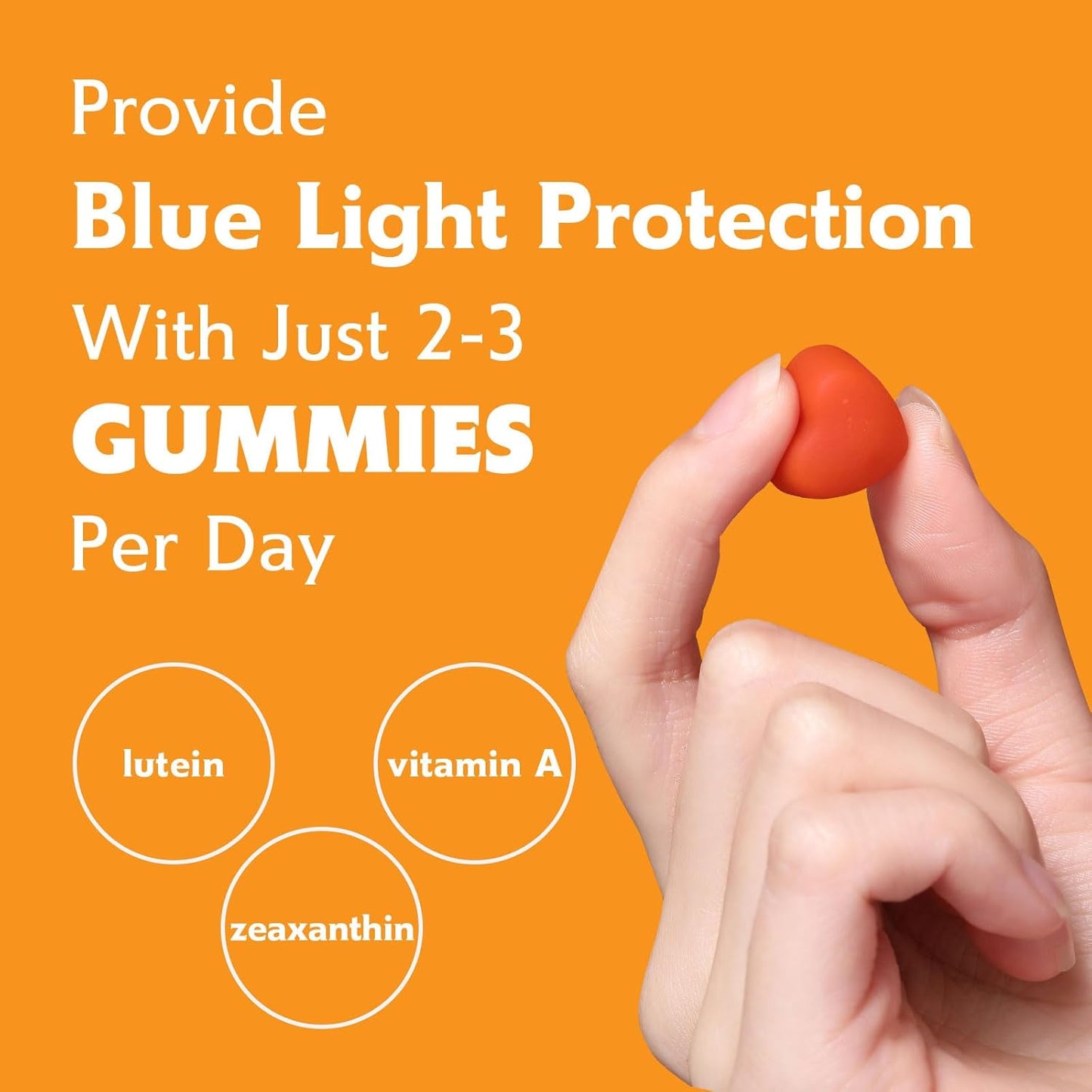 Lutein Gummies 12mg with Zeaxanthin & Vitamin A for Eye Health and Brain Function - Orange Flavor, 60Ct for Kids and Adults