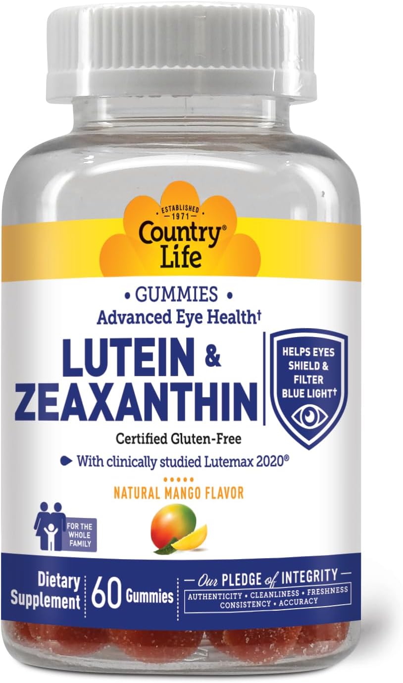 Lutein Gummies with Lutemax 2020 - 60 Ct Chewable Eye Support Supplement - Marigold Lutein & Zeaxanthin - Non-GMO Vegan Eye Health - Natural Fruit Pectin - Macular Support