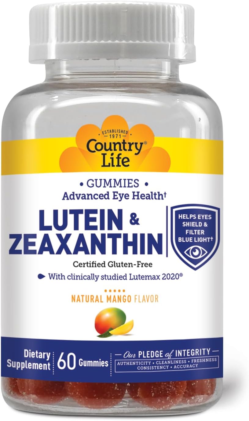 Lutein Gummies with Lutemax 2020 - 60 Ct Chewable Eye Support Supplement - Marigold Lutein & Zeaxanthin - Non-GMO Vegan Eye Health - Natural Fruit Pectin - Macular Support