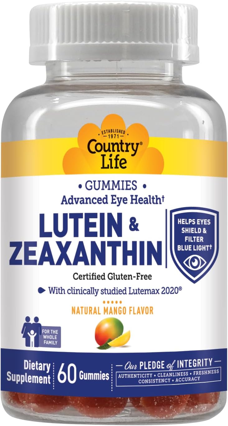 Lutein Gummies with Lutemax 2020 - 60 Ct Chewable Eye Support Supplement - Marigold Lutein & Zeaxanthin - Non-GMO Vegan Eye Health - Natural Fruit Pectin - Macular Support