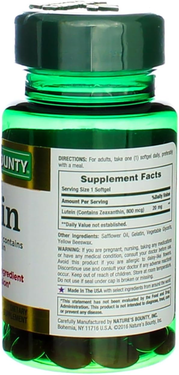 Lutein Supplement 20mg - 40 Softgels for Eye Health and Antioxidant Support