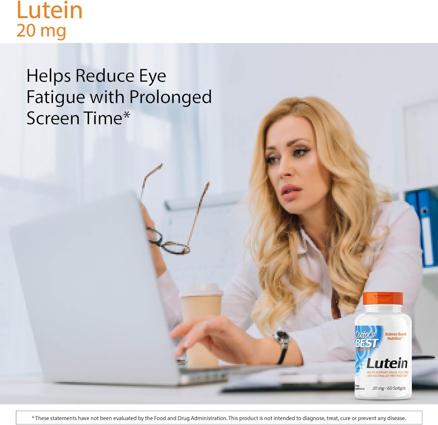 Lutein Vision Support Supplement with Gluten Free Formula - 60 Softgels by Doctor's Best