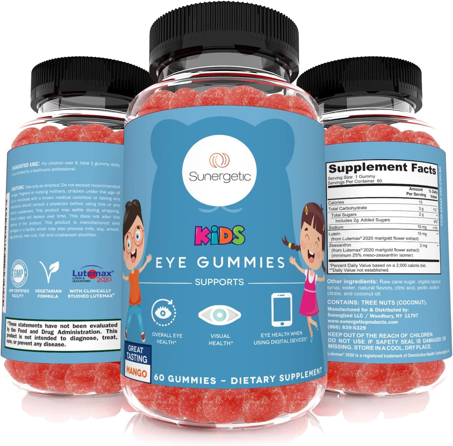 Lutein & Zeaxanthin Gummies for Kids - Supports Eye Health, Vision & Macular Health - Premium Eye Support Supplement with Lutemax 2020 - 60 Gummies