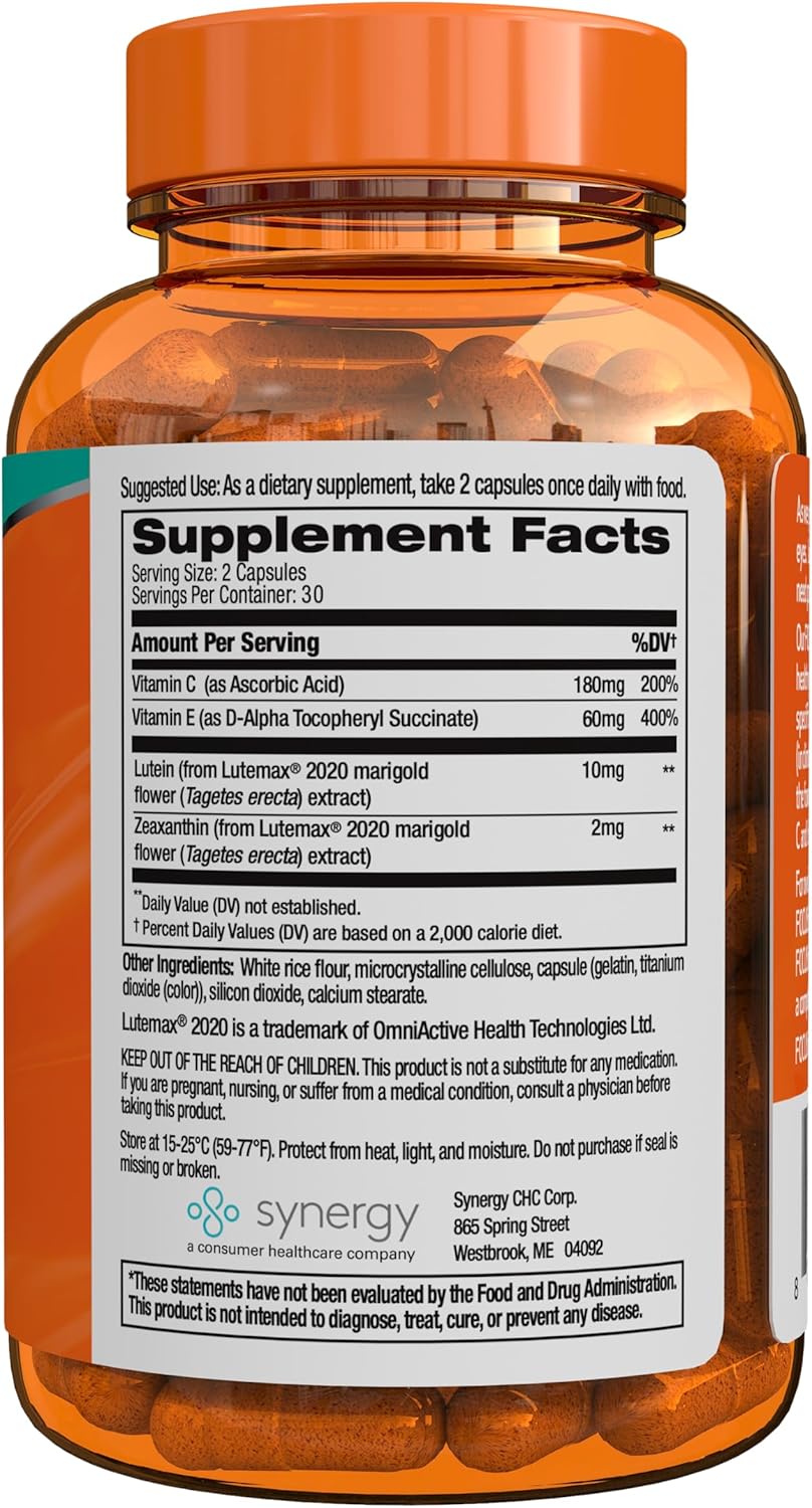 Lutemax® 2020 Eye Vitamins with Vitamin C & E - 60 Count Lutein and Zeaxanthin Supplement for Eye Health Support - BoostGo Australia
