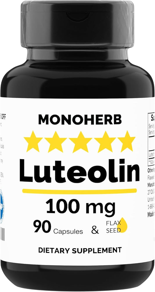 Luteolin 100 mg Supplement - 90 Vegetarian Capsules - USA-Made
