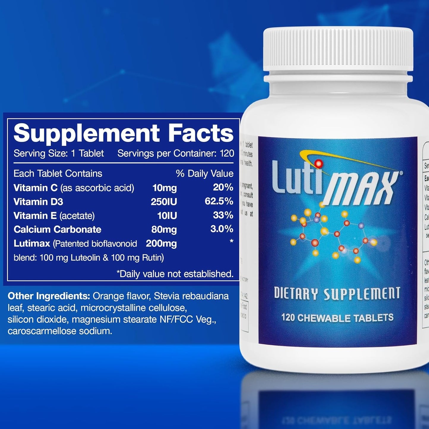 Lutimax Luteolin Complex with Rutin - Immune Support Brain Supplement - Bioflavonoids with Vitamin C, D, and E for Joint, Muscle, and Dietary Health - Antioxidants Supplement - 120 Tablets - BoostGo Australia