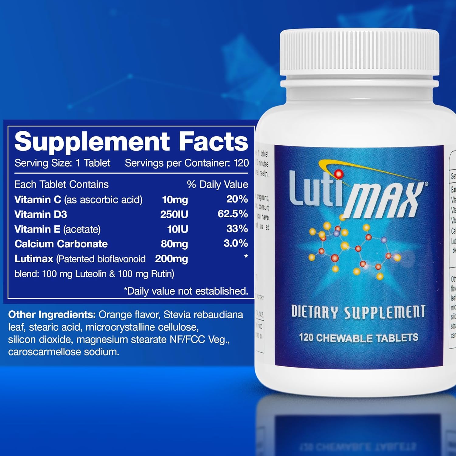 Lutimax Luteolin Complex with Rutin - Immune Support Brain Supplement - Bioflavonoids with Vitamin C, D, and E for Joint, Muscle, and Dietary Health - Antioxidants Supplement - 120 Tablets - BoostGo Australia
