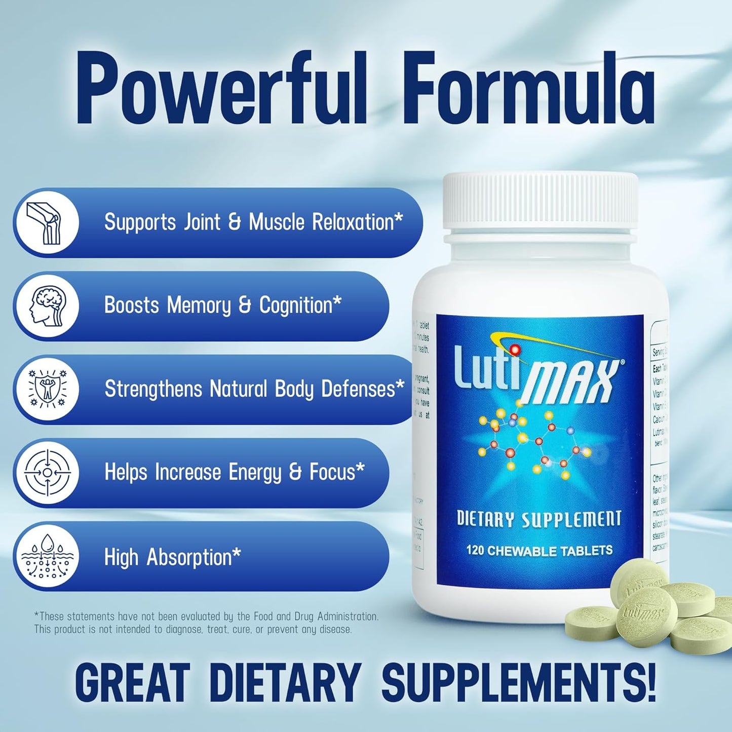 Lutimax Luteolin Complex with Rutin - Immune Support Brain Supplement - Bioflavonoids with Vitamin C, D, and E for Joint, Muscle, and Dietary Health - Antioxidants Supplement - 120 Tablets - BoostGo Australia