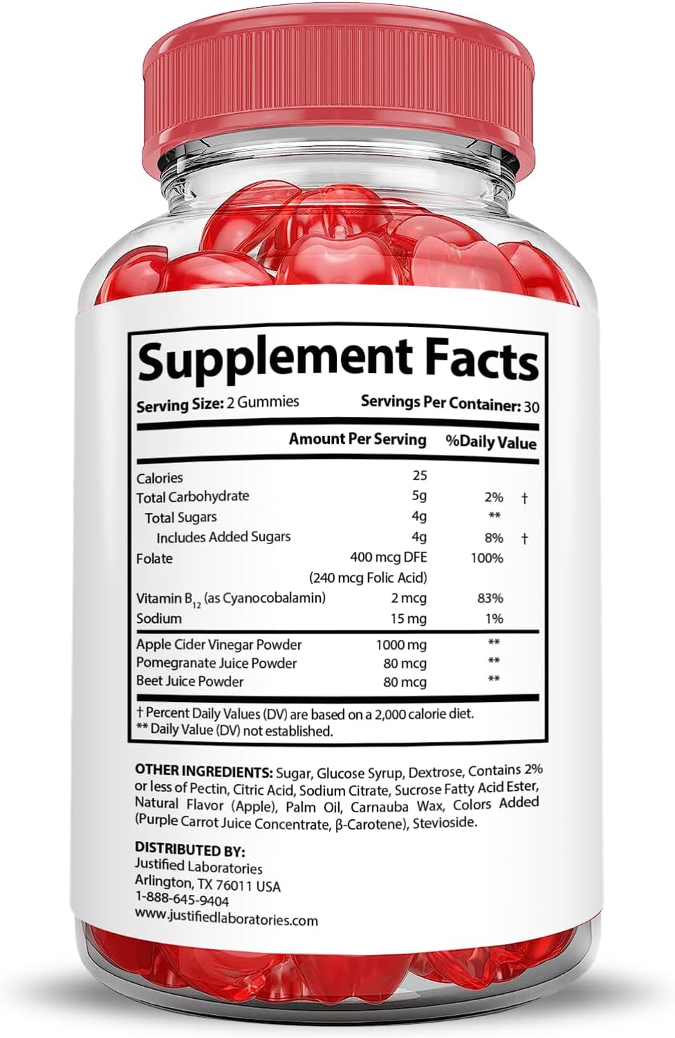 Luxe Keto ACV Gummies 5-Pack | 1000MG Advanced Formula with Pomegranate Beet Juice | Vegan Non GMO 300 Gummies | Justified Laboratories