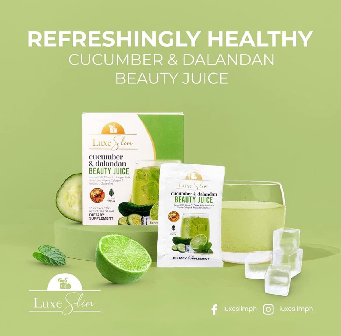 Luxe Slim Beauty Juice with Cucumber & Dalandan - 10 Pack, 21g Each