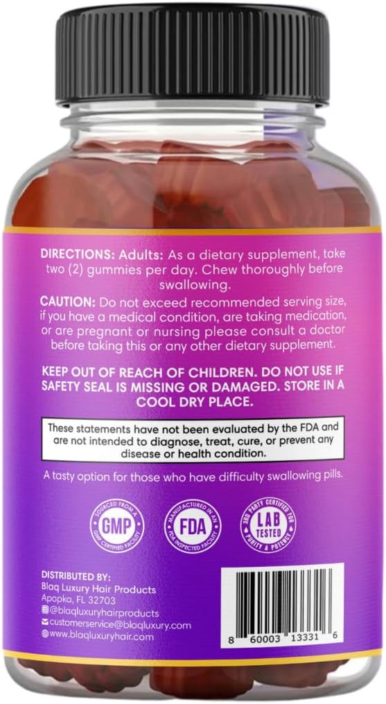 Luxury Biotin Gummies for Hair Growth - 5000mcg Biotin, Vitamins B12, B6, Folic Acid, Iodine, Zinc - Hair Supplement for Men & Women - 1 Month Supply