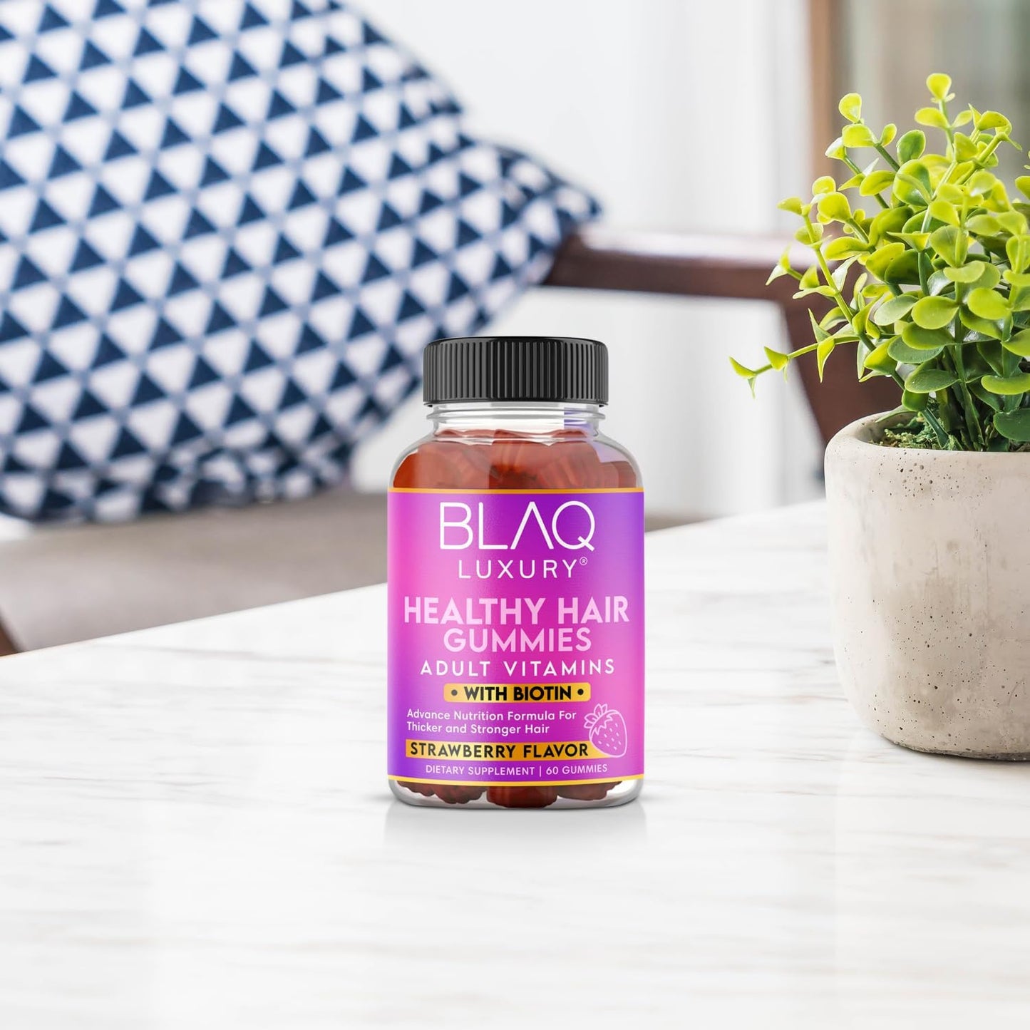 Luxury Biotin Gummies for Hair Growth - 5000mcg Biotin, Vitamins B12, B6, Folic Acid, Iodine, Zinc - Hair Supplement for Men & Women - 1 Month Supply