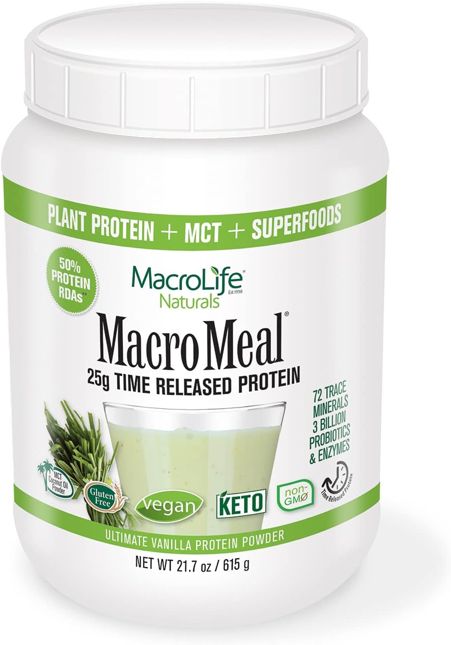 MacroLife Naturals MacroMeal Vegan Protein Powder Bundle - Vanilla and Chocolate Flavors, 30 Servings, Superfood Greens Included