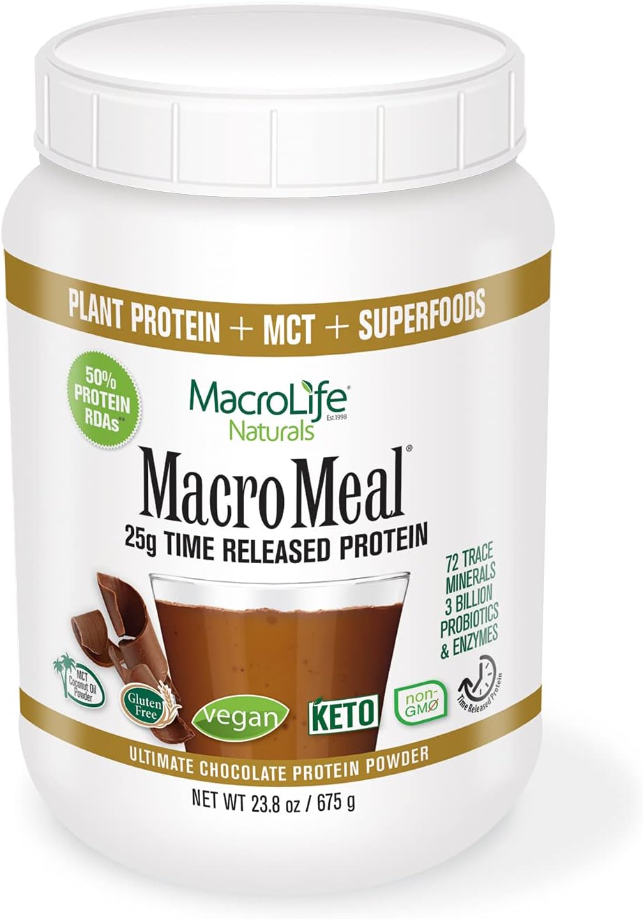 MacroMeal Vegan Chocolate Bundle - 2 Count, 15 Servings Cannister (23.8oz) & 10-Packet Box