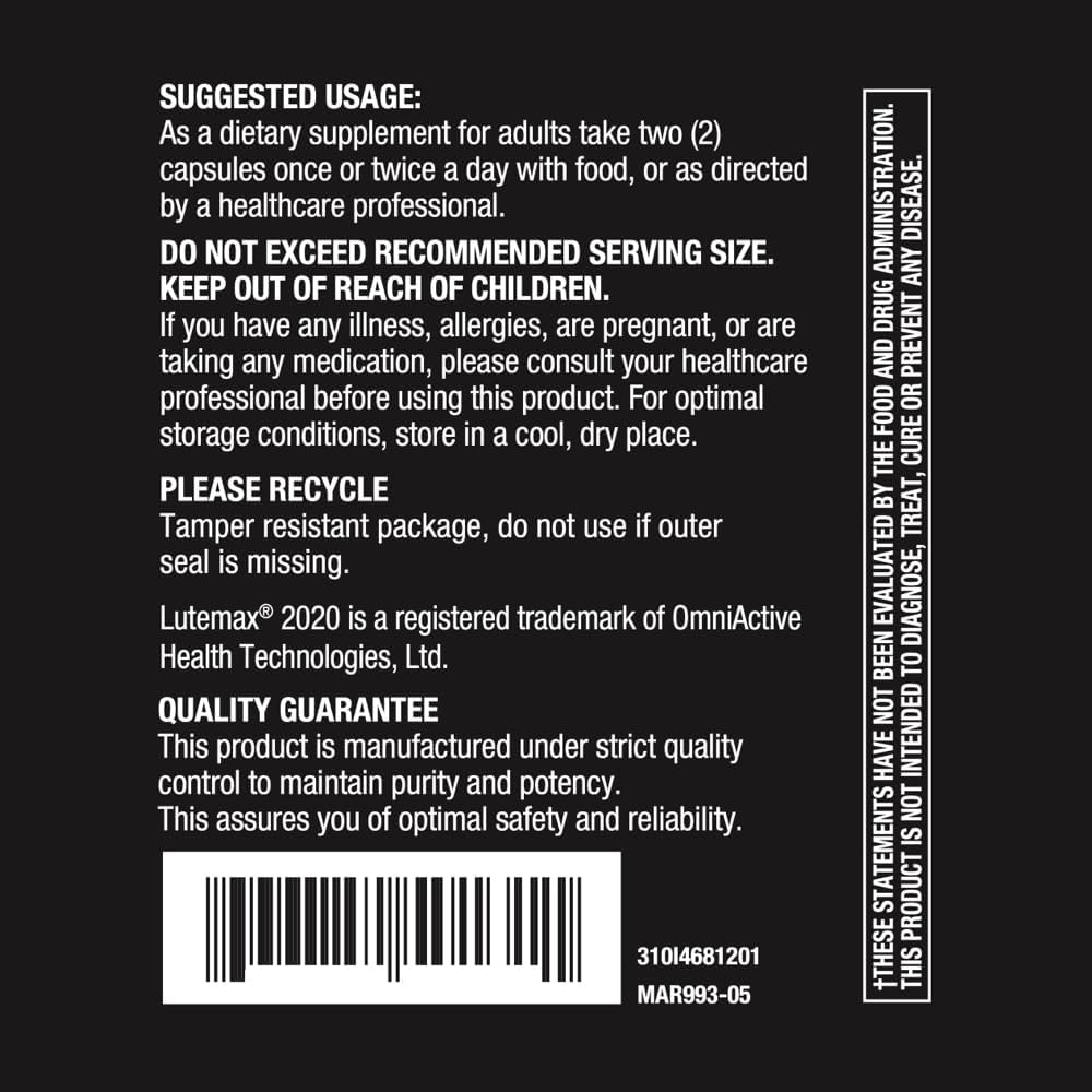 Macula Hx Advanced®: Vision Support with Carotenoids, Vitamins, Minerals & Berry Extracts - 120 Capsules