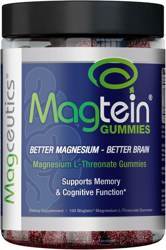 Magceutics Magtein Brain Support Gummies - Magnesium L-Threonate Supplement for Memory & Focus - 150 Vegan Gummies