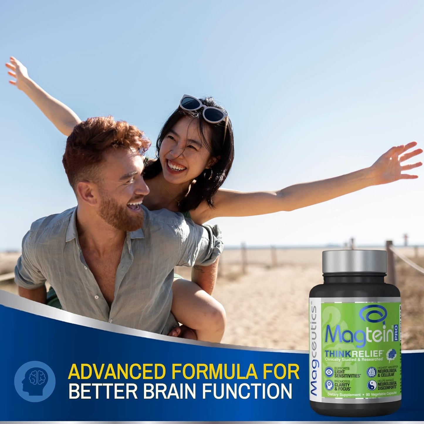 Magceutics MagteinPRO: Magnesium L-Threonate & Acetyl Taurinate - PMS Relief, Brain Health - 90 Veg Capsules