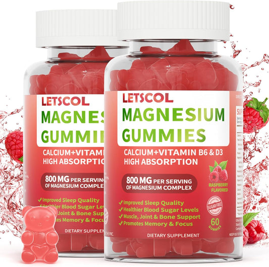 Magical Magnesium Glycinate Gummies - 800mg Per Serving, Sugar Free Supplement with Magnesium Malate, Calcium, Vitamin D3, B6, CoQ10 for Calm Support & Sleep - Adults Kids
