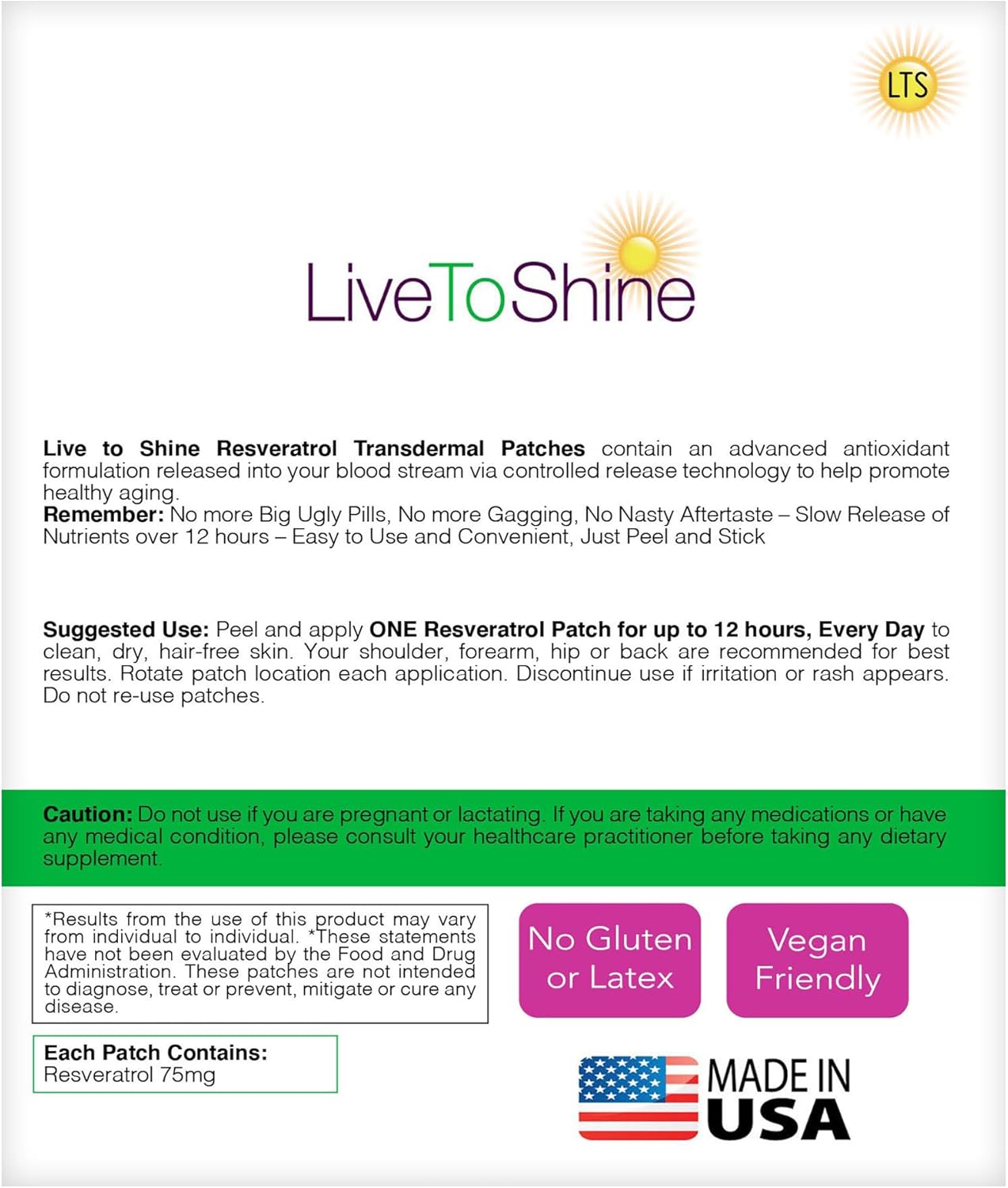 Magnesium and Resveratrol Patch Bundle - 60 Patches - 30 Days Supply Each Pack - Made in USA by Live To Shine