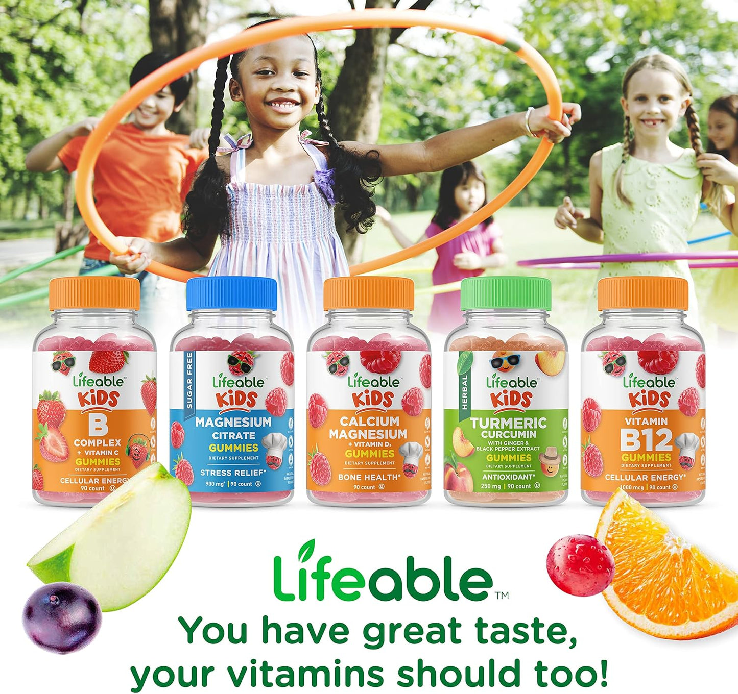 Magnesium and Vitamin D Gummies Bundle for Kids - Tasty Chewable Supplement, Gluten-Free, GMO-Free
