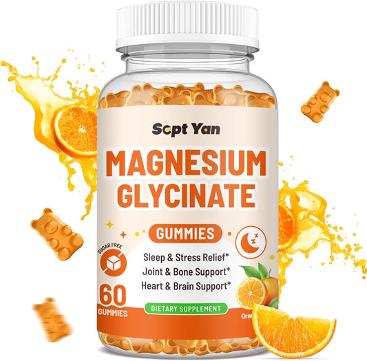 Magnesium Complex Gummies for Adults with Vitamin B6, D, CoQ10 - Mood, Bone, Muscle Support - Sugar Free Orange Flavor - 60 ct