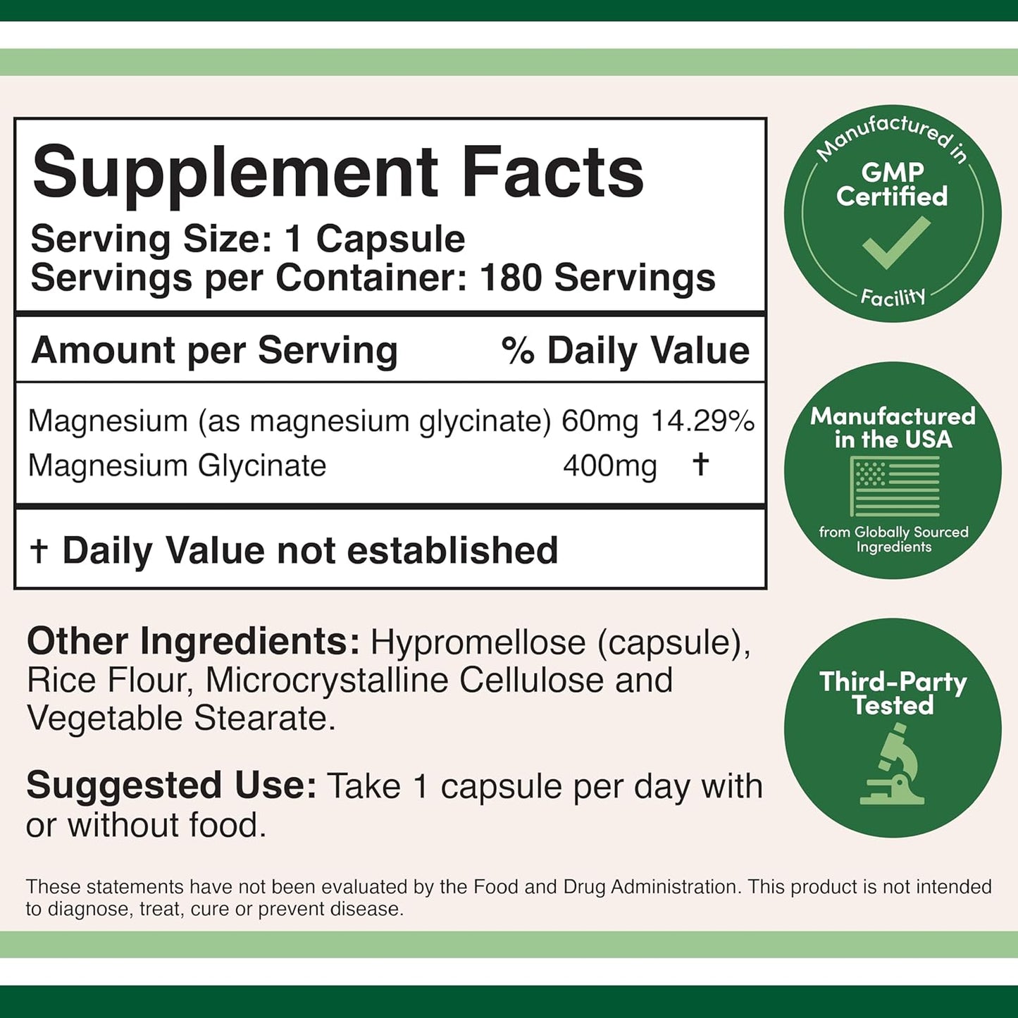 Magnesium Glycinate and Lion's Mane Supplement for Enhanced Health and Cognitive Support