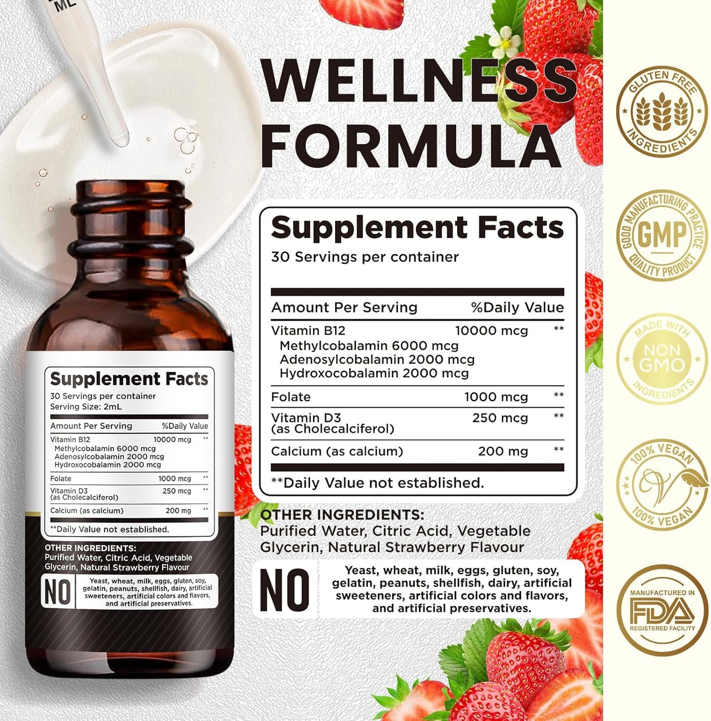 Magnesium Glycinate and Vitamin B12 Complex Liquid Drops Supplement Bundle