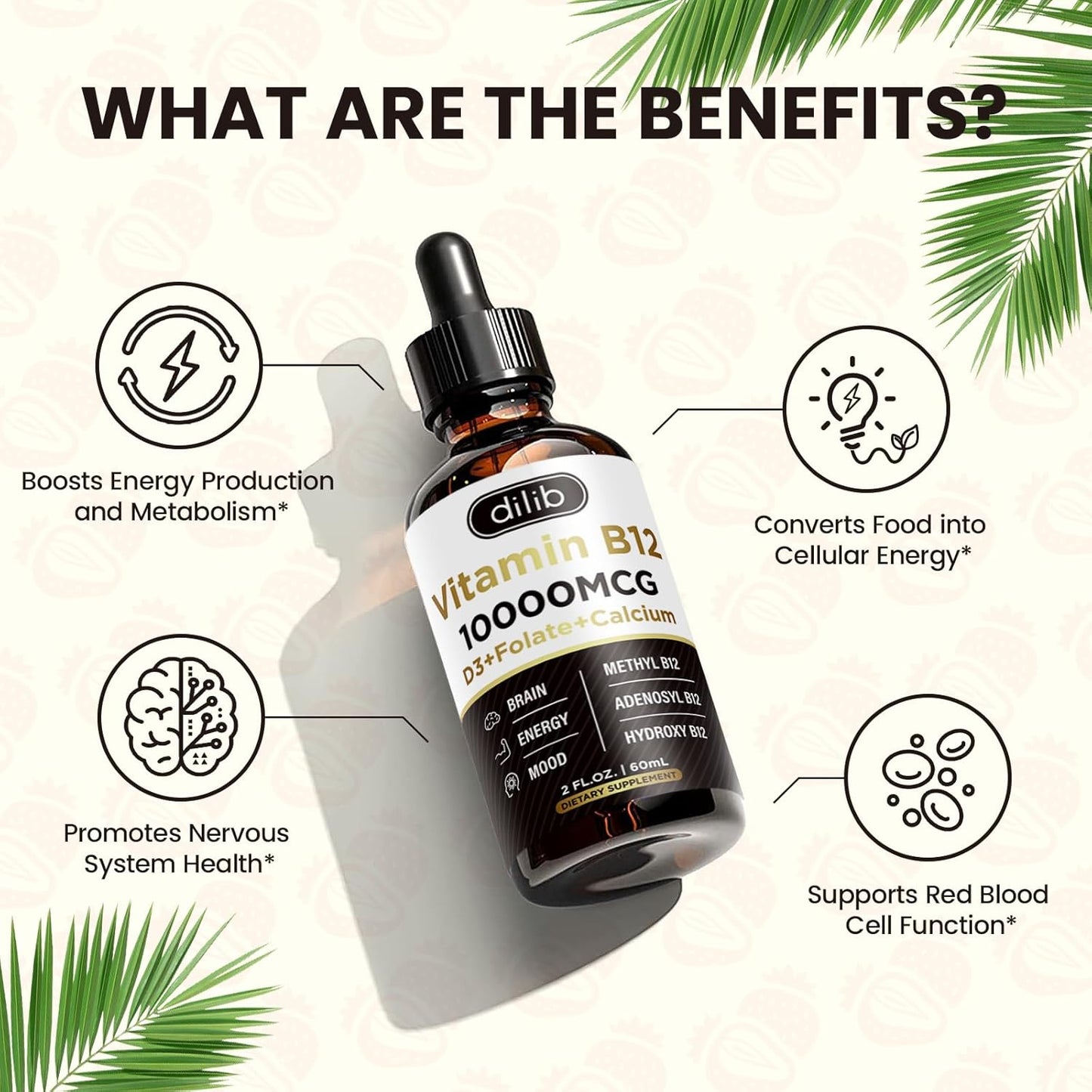 Magnesium Glycinate and Vitamin B12 Complex Liquid Drops Supplement Bundle