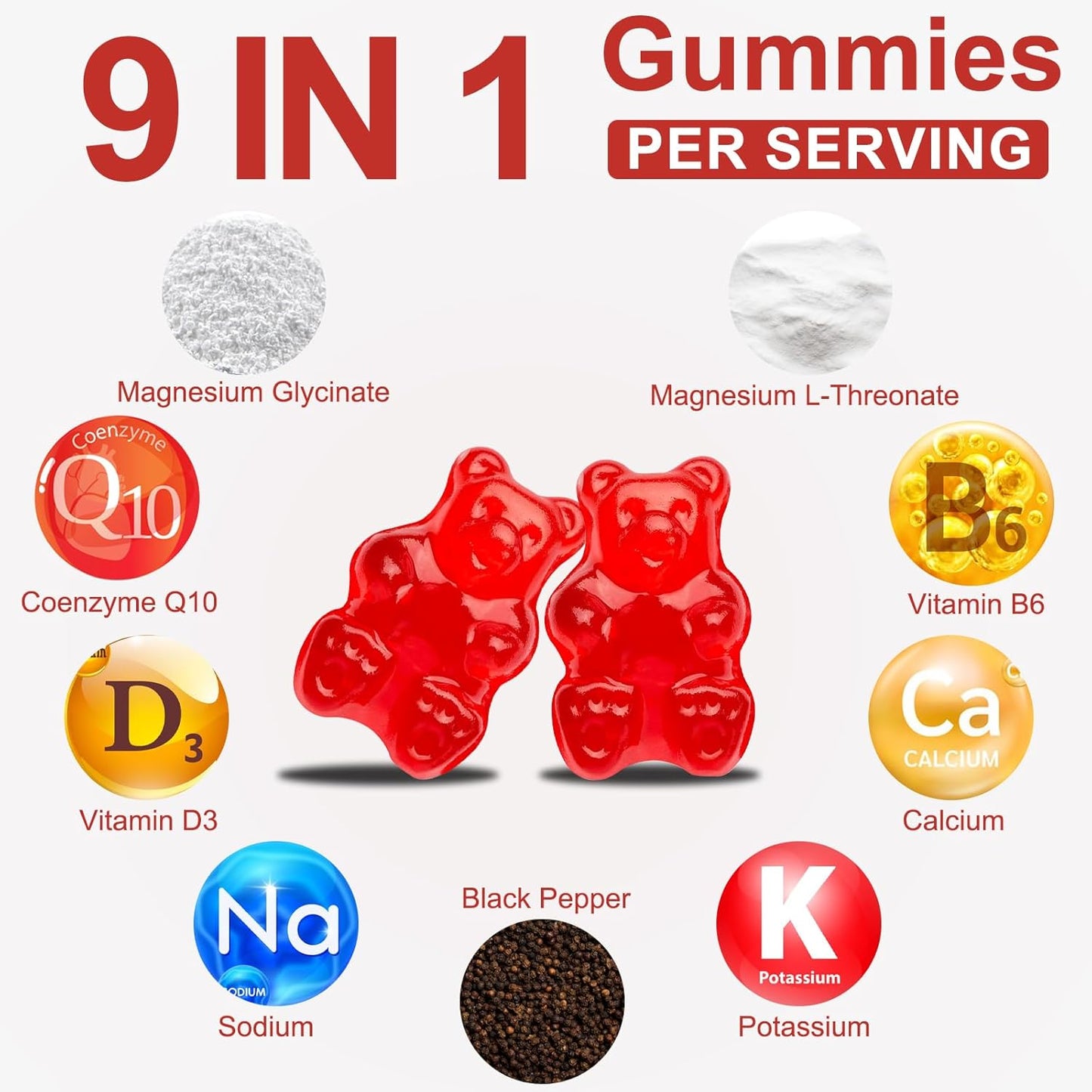 Magnesium Glycinate Gummies 600mg with L-Threonate for Adults - Sleep Support and Stress Relief - 1 Pack