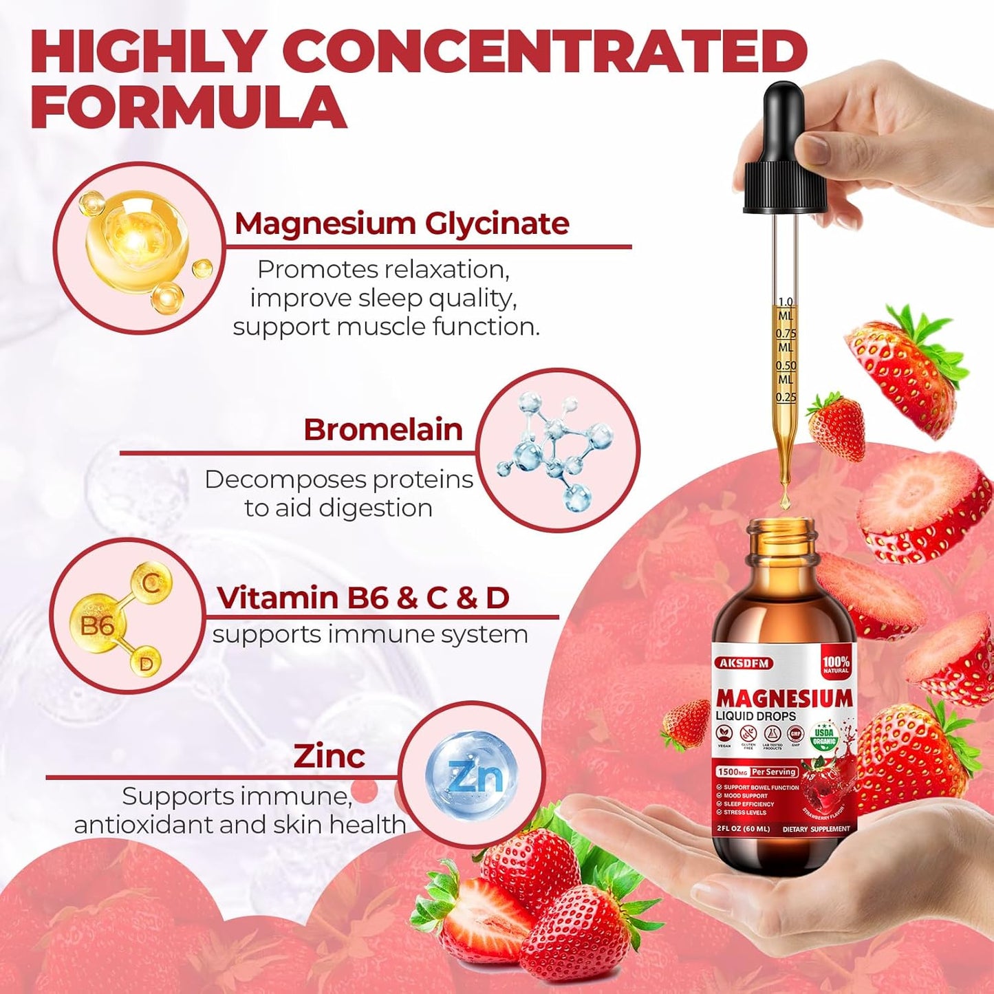 Magnesium Glycinate Liquid and Mullein Leaf Extract Bundle for Stress Relief and Respiratory Support