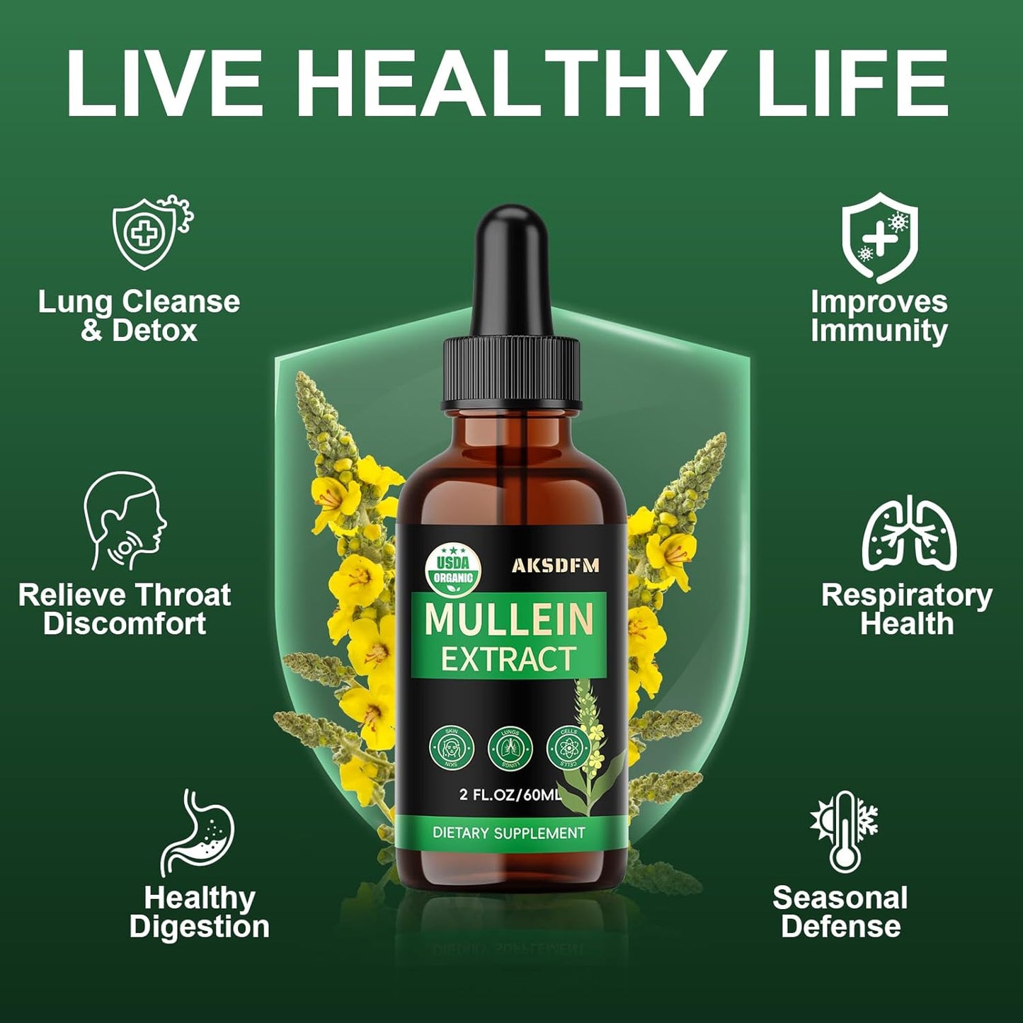 Magnesium Glycinate Liquid and Mullein Leaf Extract Bundle for Stress Relief and Respiratory Support