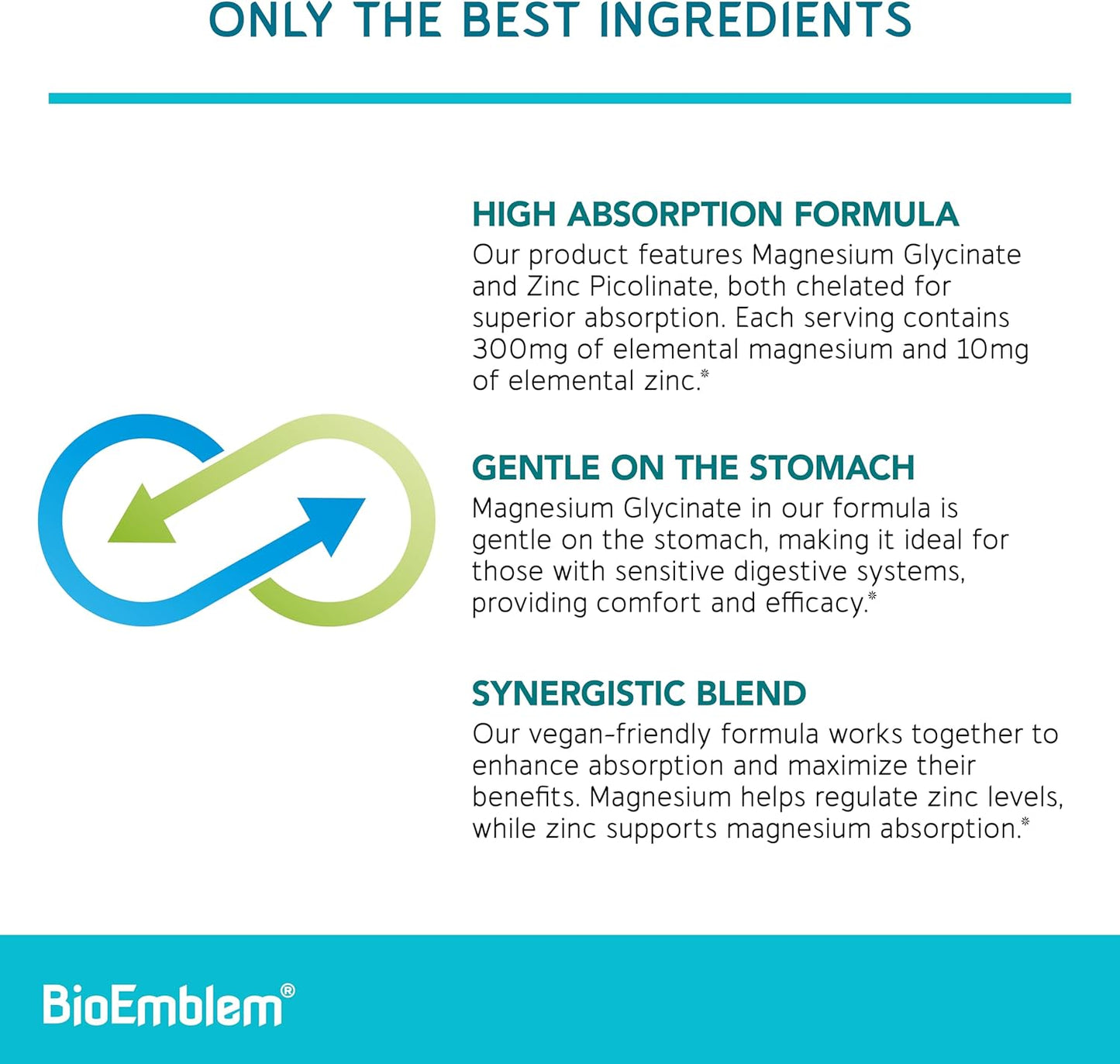 Magnesium Glycinate Supplement with Zinc and Vitamin B-Complex by BioEmblem