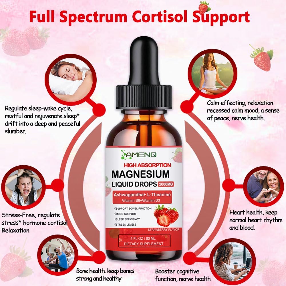 Magnesium L-Threonate Gummies with Cortisol Supplement Liquid Drops for Stress Relief and Sleep Support