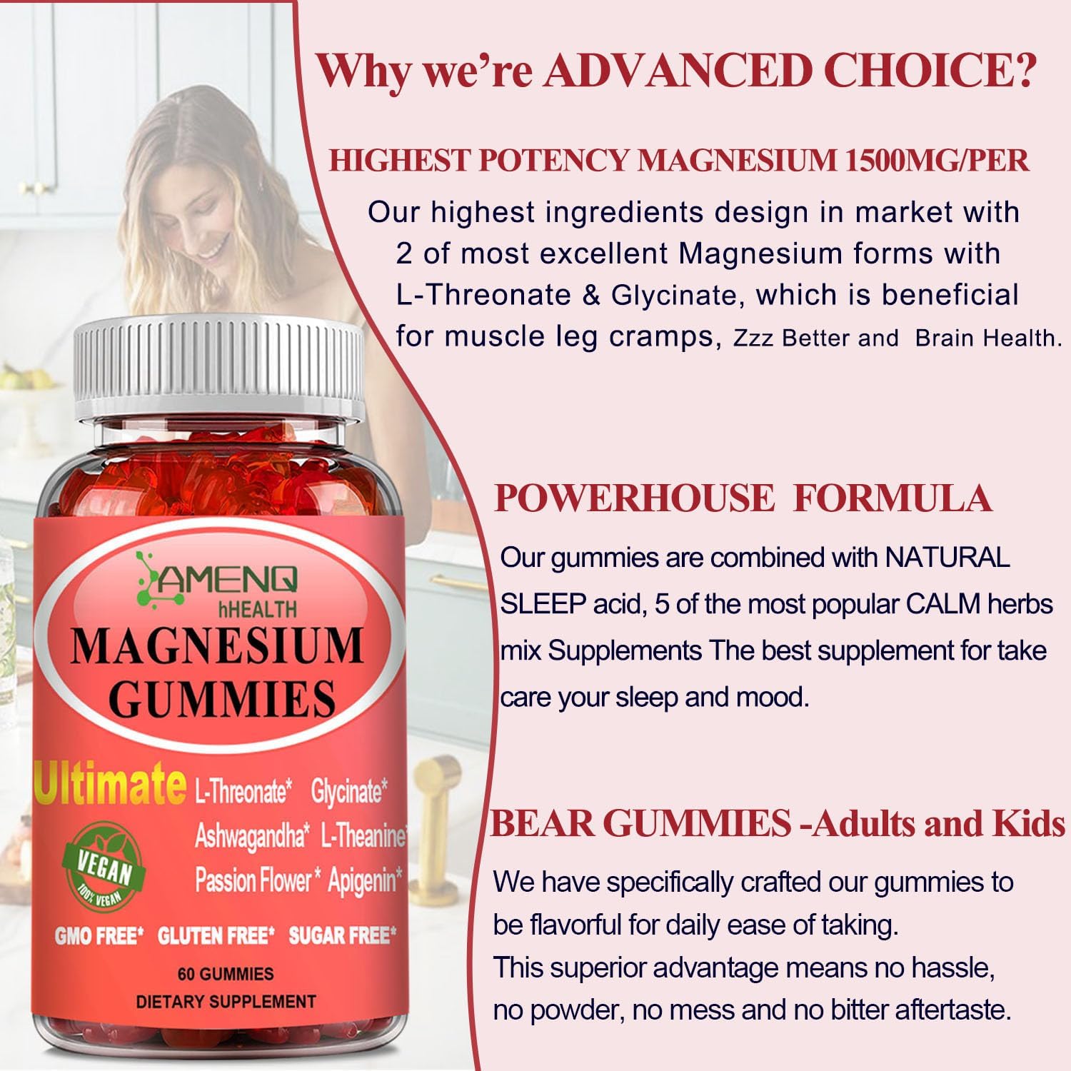 Magnesium L-Threonate Gummies with Cortisol Supplement Liquid Drops for Stress Relief and Sleep Support