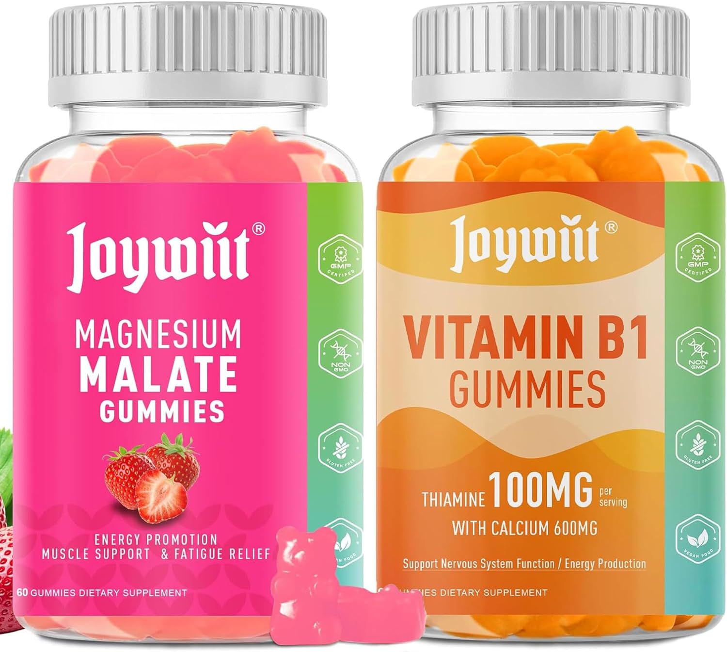 Magnesium Malate and Vitamin B1 Gummies by Joywiit - Delicious and Nutritious Supplement for Daily Energy Boost!