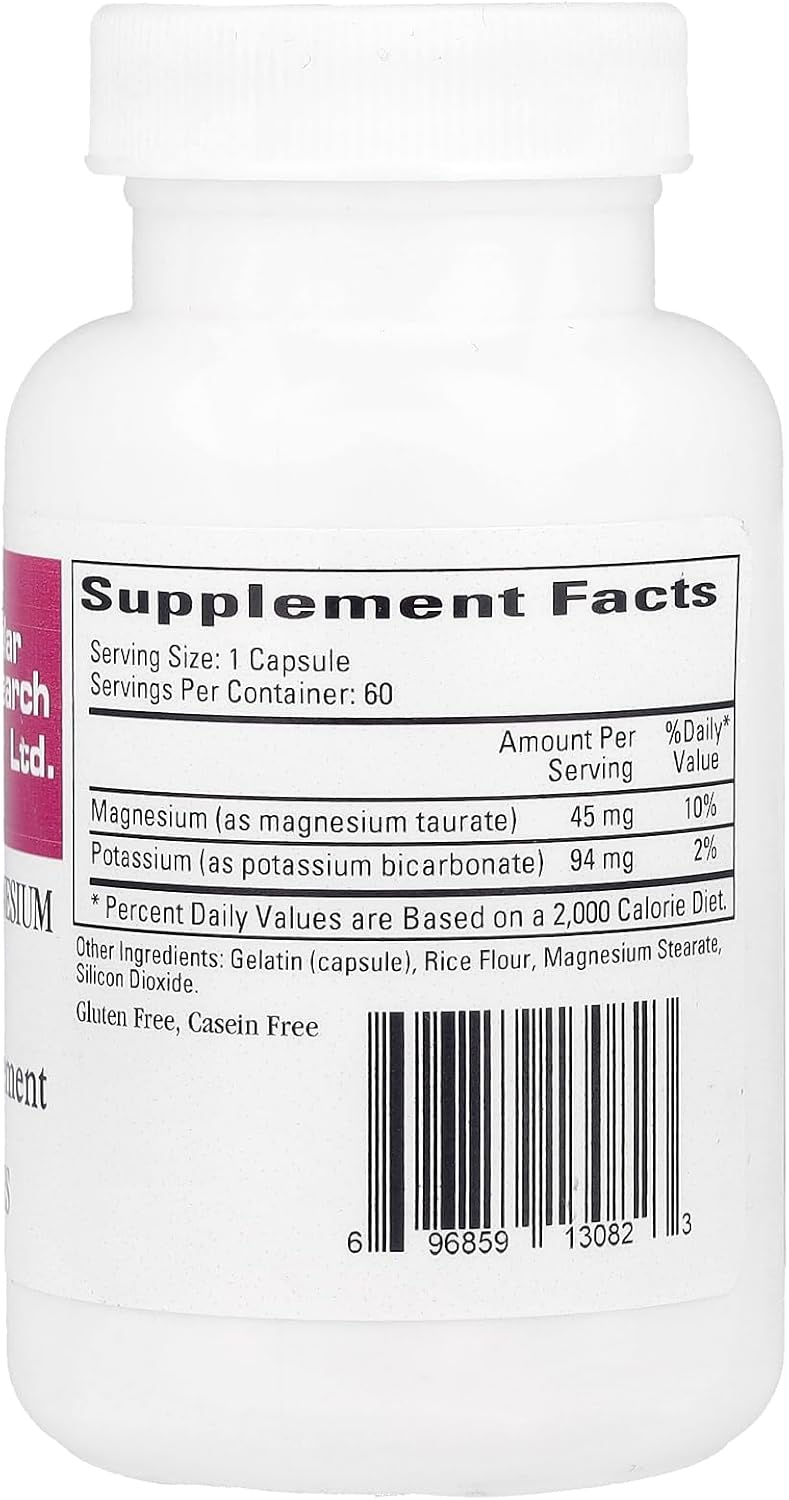 Magnesium-Potassium Taurate Supplement Capsules - 60 Count by Ecological Formulas for Cardiovascular Health