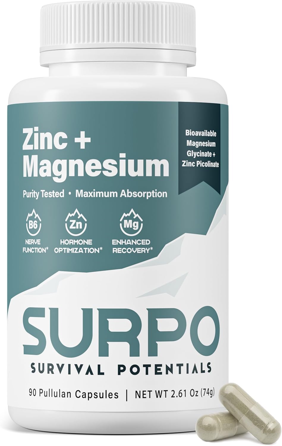 Magnesium Zinc Supplement for Bodybuilding, Workout Recovery, Sleep Support - Chelated Magnesium Glycinate Formula for Men & Women