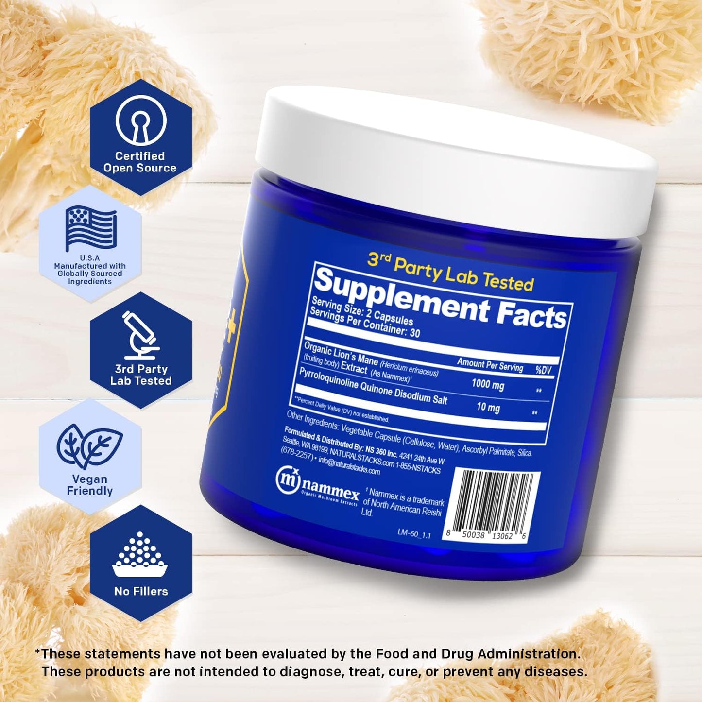 Magtech Magnesium Drink Mix + Lions Mane Supplement Bundle - Supports Relaxation, Brain Health & Memory - 50 Servings