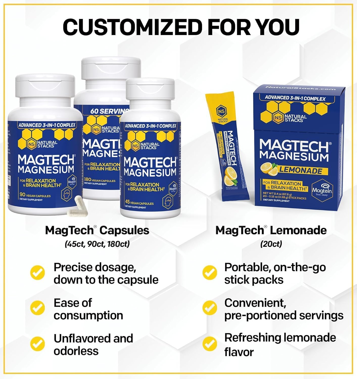 MagTech Magnesium Lemonade & NeuroFuel Nootropic Bundle - Supports Relaxation, Brain Health, and Focus - 45 Servings