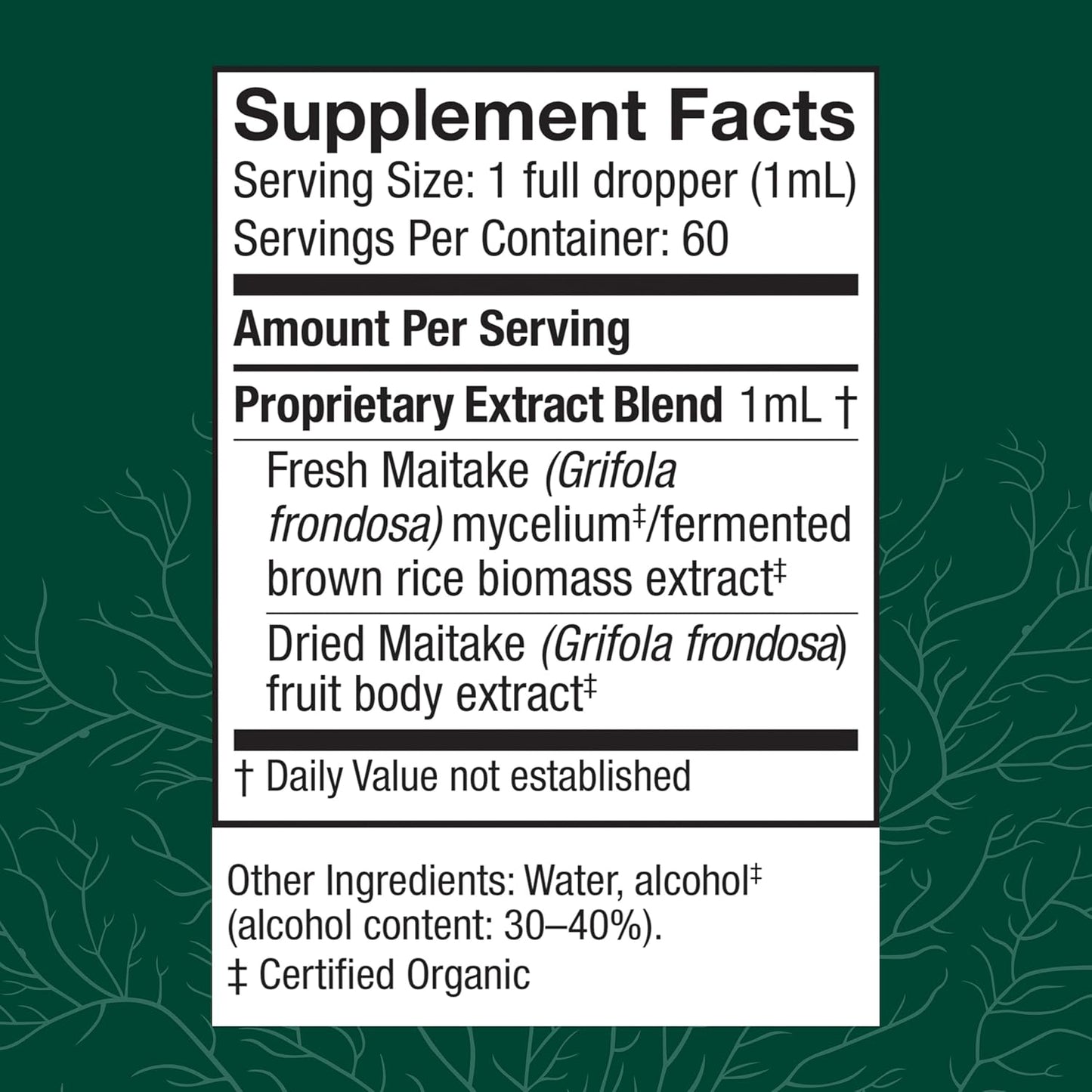 Maitake Mushroom Liquid Extract for Immune & Cellular Health - Herbal Dietary Supplement - 2 fl oz (60 Servings)