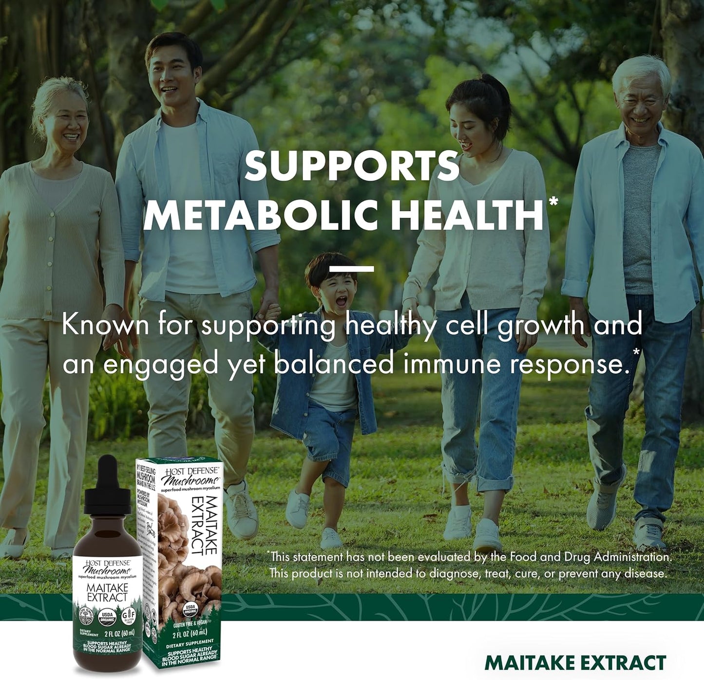 Maitake Mushroom Liquid Extract for Immune & Cellular Health - Herbal Dietary Supplement - 2 fl oz (60 Servings)