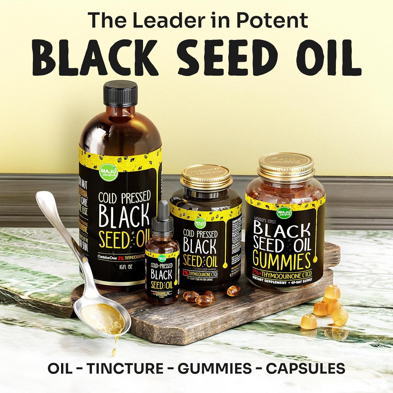 Maju Superfoods Black Seed Oil, Capsules, & Gummies 3-in-1 Bundle Pack