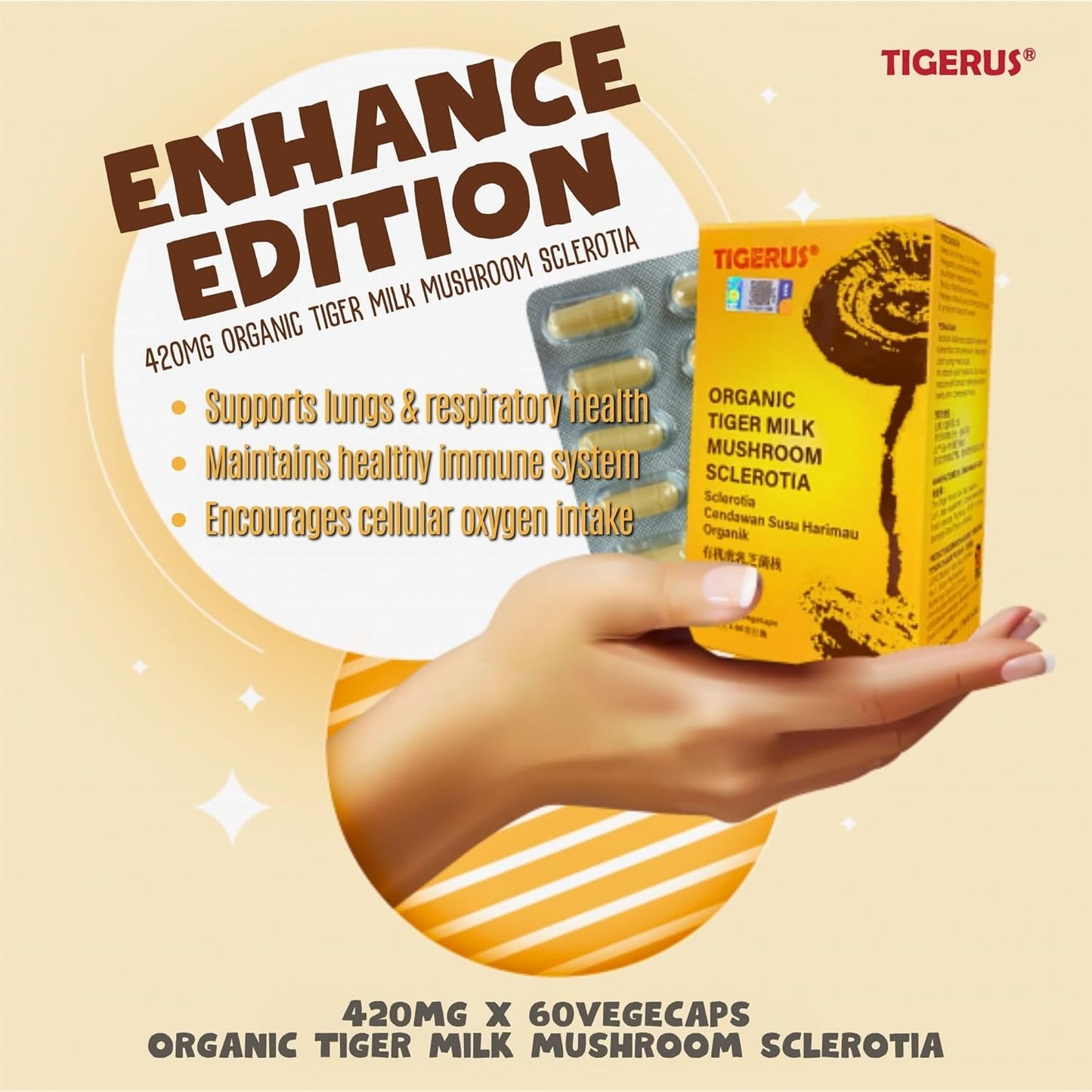 Malaysian Tiger Milk Mushroom (LiGNO TM02®) 420mg x 60 Vegecaps - Respiratory & Immune Support
