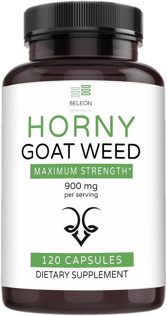 Male and Female Horny Goat Weed Extract Supplement for Stamina - 120 Capsules by Beleon Goods For Life