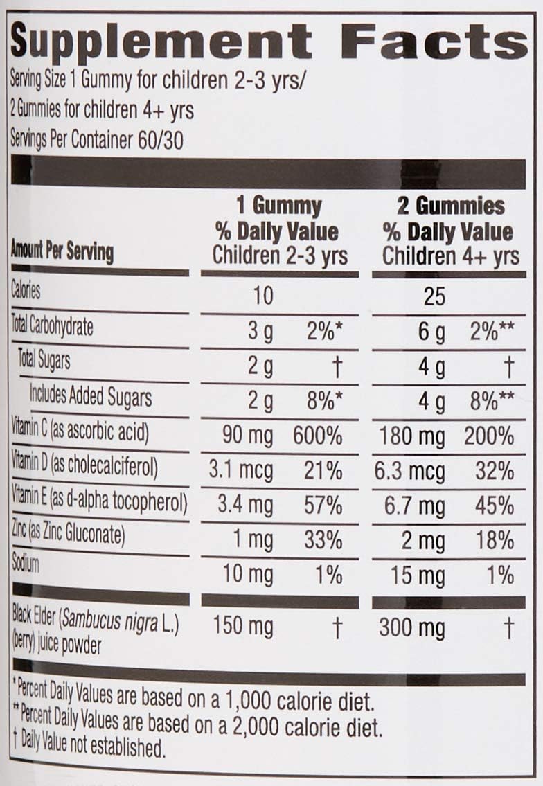 Mama Bear Vegetarian Kids Black Elderberry Gummies 300mg with Vitamins C, D, E, Zinc - Immune Support - 60 Count x2 - Non-GMO, Gluten Free