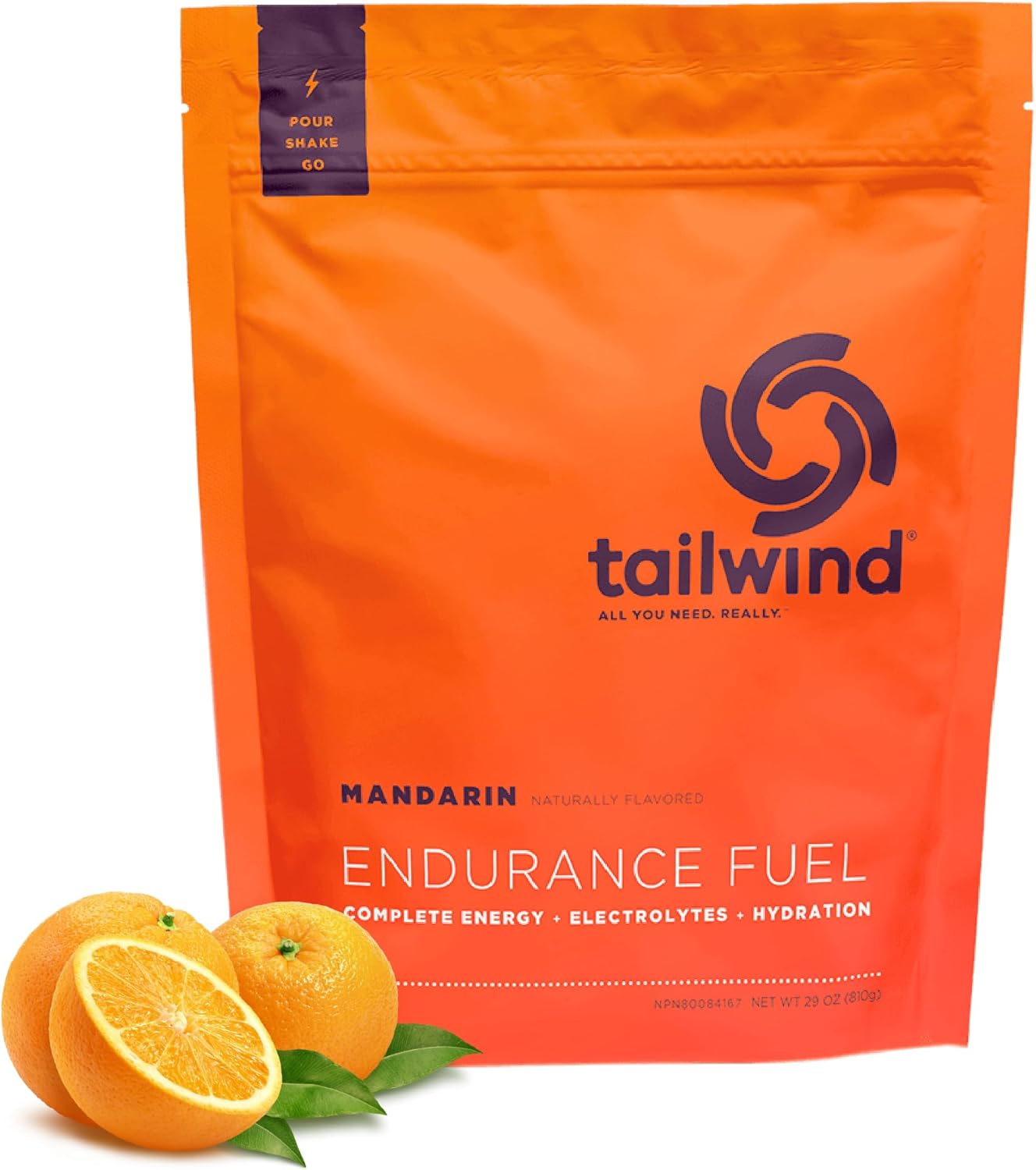 Mandarin Orange Tailwind Nutrition Endurance Fuel Powder - Gluten-Free & Vegan Sports Drink Mix for Electrolyte Hydration (30 Servings)