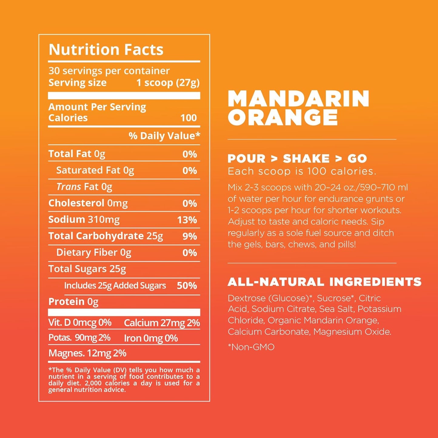 Mandarin Orange Tailwind Nutrition Endurance Fuel Powder - Gluten-Free & Vegan Sports Drink Mix for Electrolyte Hydration (30 Servings)