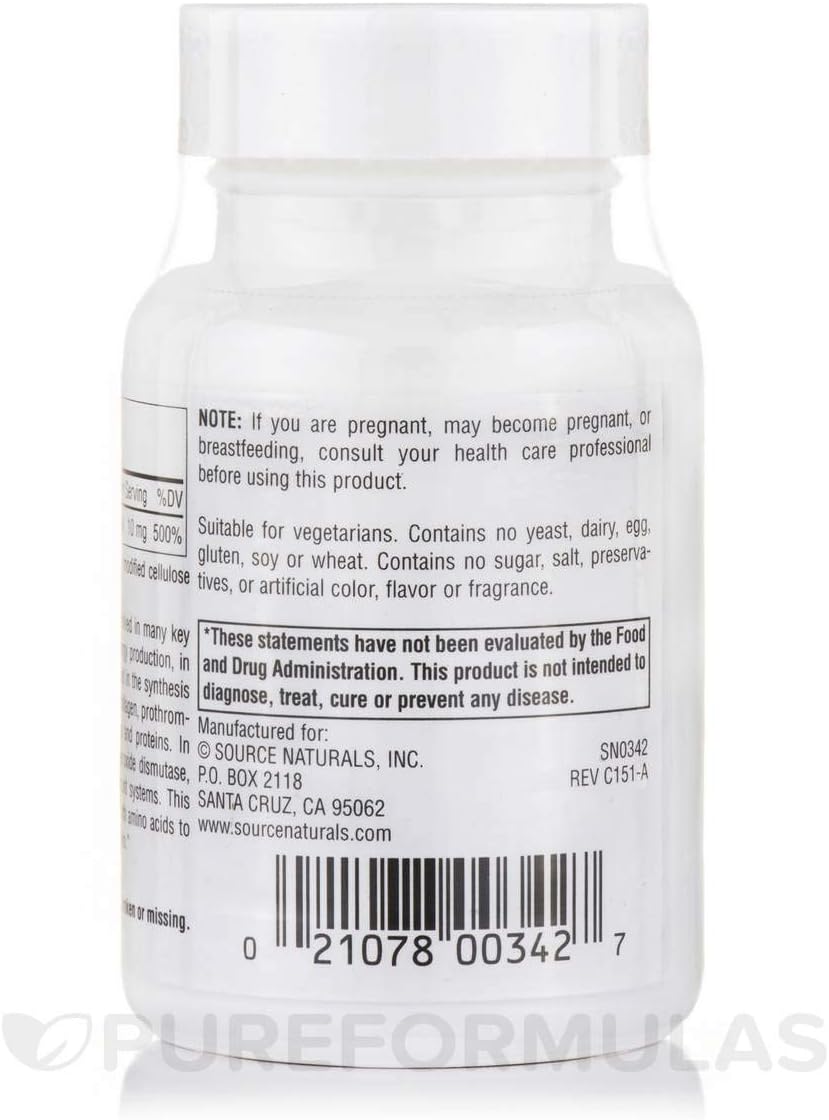 Manganese Amino Acid Chelate Supplement for Energy Production - 100 Tablets by Source Naturals - BoostGo Australia