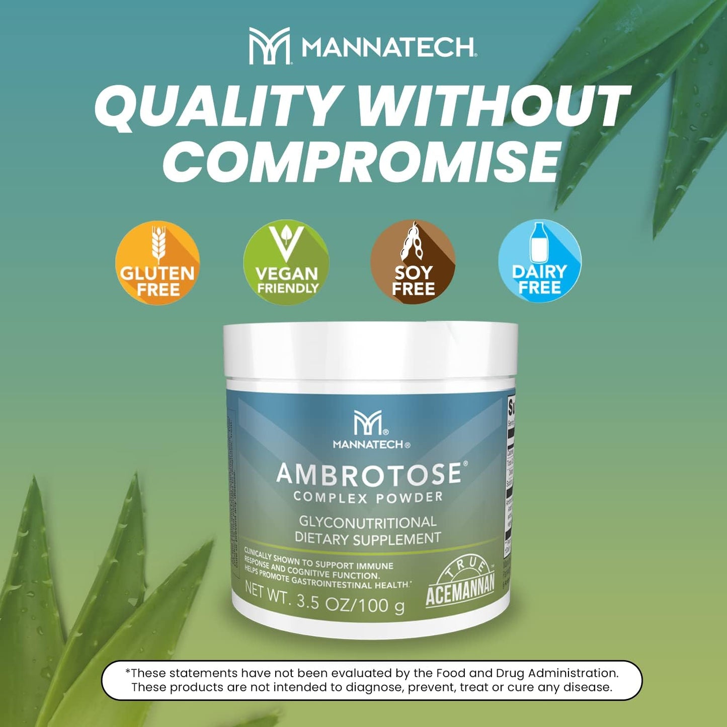 Mannatech Ambrotose Complex Immune Support Supplement with Manapol Powder - 100% Aloe Vera - 25 Days Supply for Cell-to-Cell Communication and Healthy Immune Defense